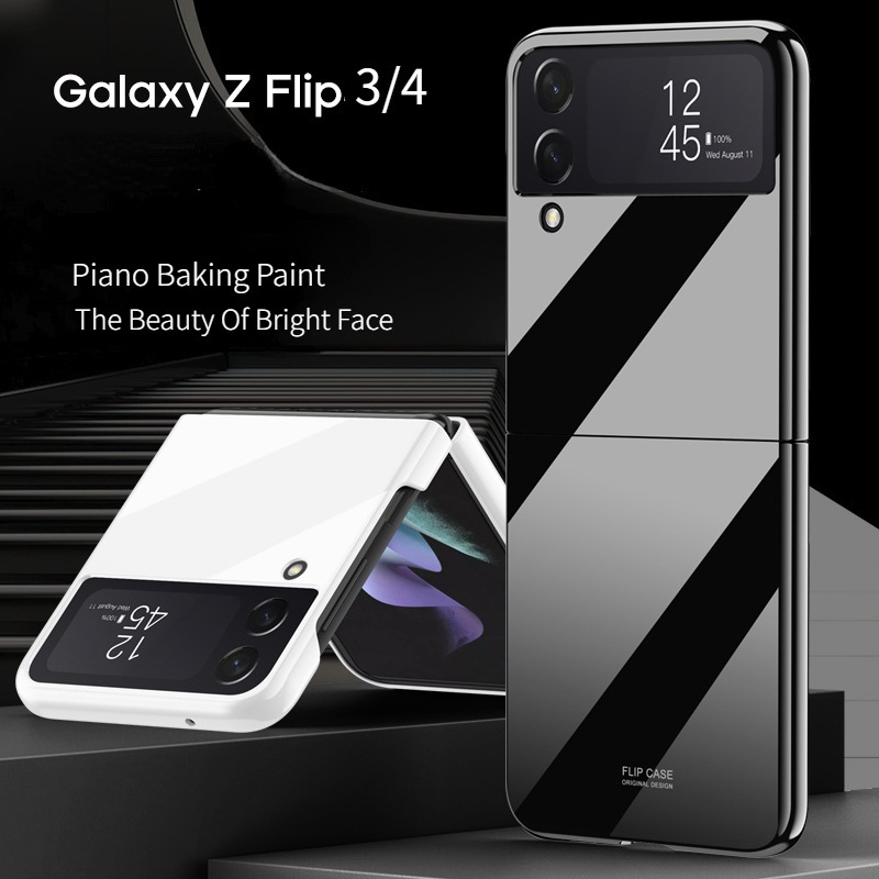 เคสโทรศัพท์มือถือ-pc-แบบแข็ง-เรียบง่าย-สีดํา-สําหรับ-samsung-galaxy-z-flip-4-z-flip-3-z-flip4-z-flip3