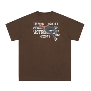 ✨ พร้อมส่ง ✨✨เสื้อยืดแขนสั้น ผ้าฝ้ายแท้ พิมพ์ลาย Travis Scott Co branded TS Ghost Face สไตล์ฮิปฮอป สําหรับผู้ชาย และผู้หญิง