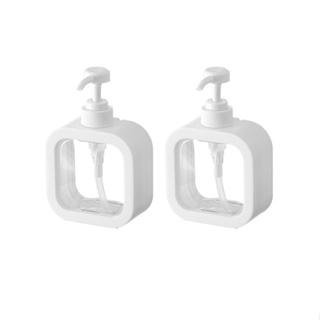 2pcs 500ml Plastic Transparent Bathroom Replacement Large Capacity Empty Hand Wash Press Type Dish Soap Dispenser Bottle