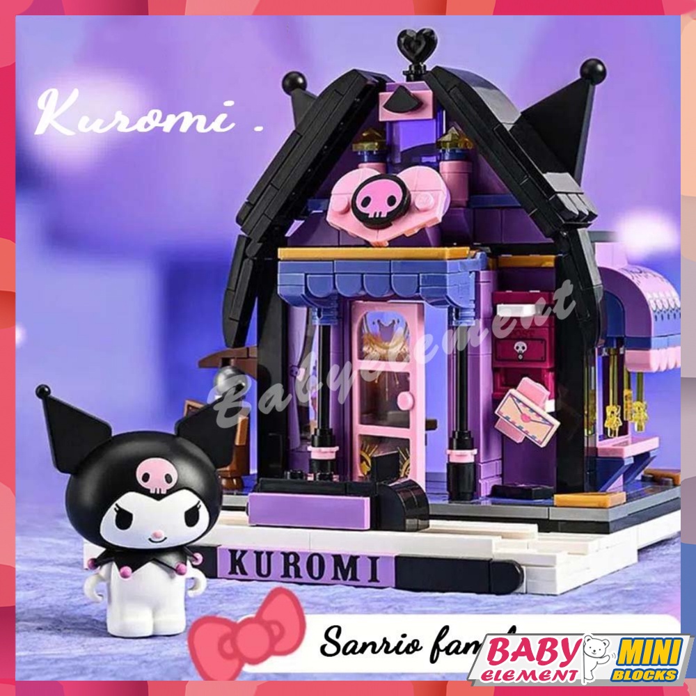 บล็อกตัวต่อปริศนา-sanrio-kuromi-การเล่นน้ำชุดมุมมองถนนความคิดสร้างสรรค์การ์ตูน-ประกอบของเล่นโมเดลของขวัญเด็กผู้หญิง