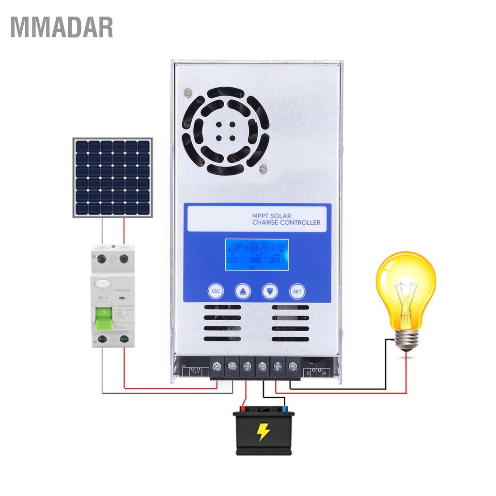 mmadar-mppt-ตัวควบคุมการประจุพลังงานแสงอาทิตย์ตัวควบคุมแผงโซลาร์เซลล์พร้อมจอแสดงผล-lcd-สำหรับเจลปิดผนึก