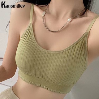 Kansmilley เสื้อชั้นใน ผ้าถัก ไร้สาย สําหรับผู้หญิง