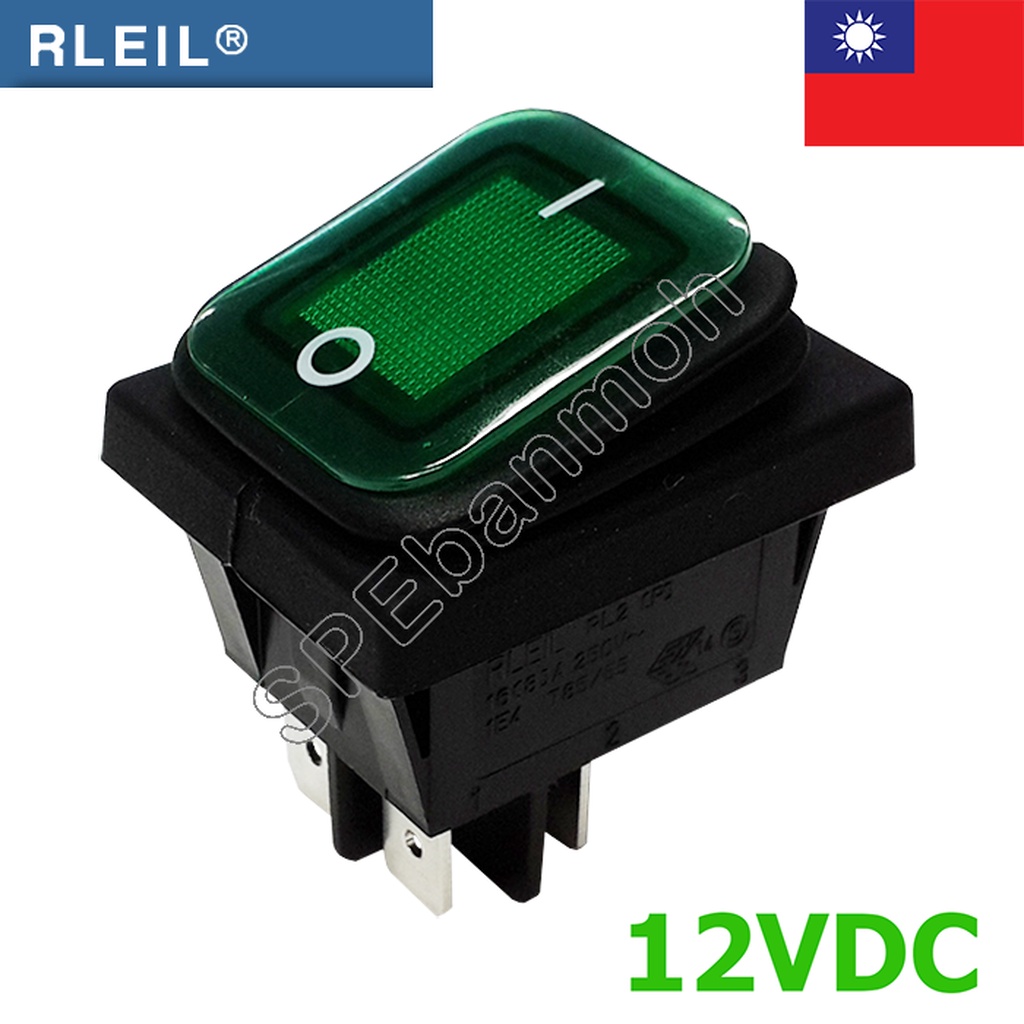 [ 1 ชิ้น ] RL2P-21N 12V เขียว Green RLEIL Rocker Switch Switch RL2P ...