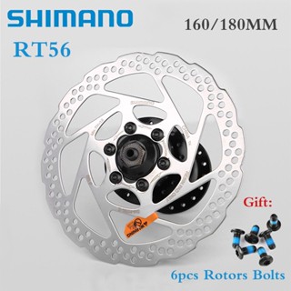 Shimano ดิสก์เบรกโรเตอร์ RT56 160 180 มม. 2 ชิ้น พร้อมสลักเกลียว 6 ชิ้น สําหรับจักรยานเสือภูเขา