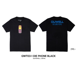 พร้อมส่ง ผ้าฝ้ายบริสุทธิ์ QWT03-1 DIE PHONE BLACK เสื้อยืด ดำ T-shirt