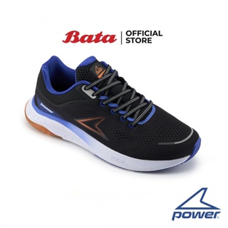 Bata บาจา POWER รองเท้ากีฬาวิ่ง แบบผูกเชือกสำหรับการวิ่งระยะไกล น้ำหนักเบา สำหรับผู้ชาย รุ่น Plazma Gel สีดำ 8186944