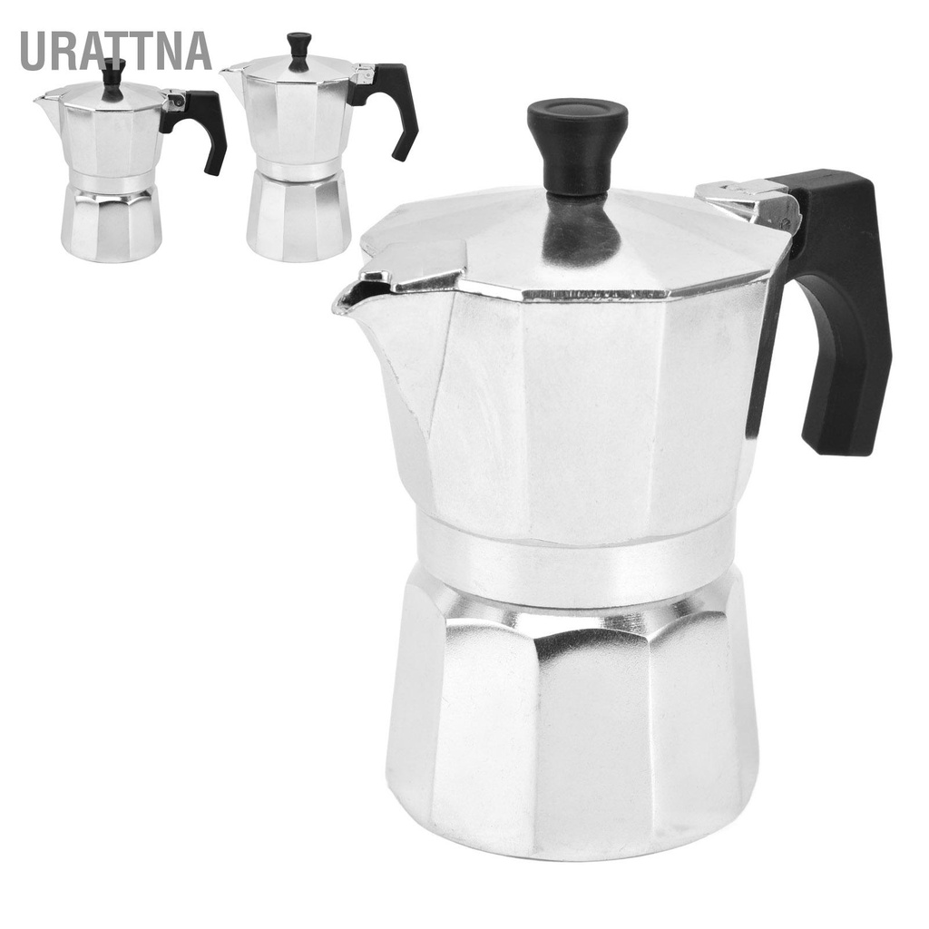 urattna-เครื่องชงกาแฟแบบเตาตั้งพื้นหม้อต้มกาแฟอลูมิเนียมทรงแปดเหลี่ยมเพื่อรสชาติที่เข้มข้น