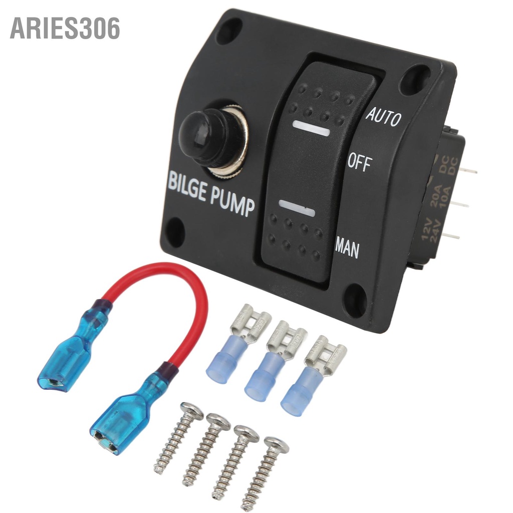 aries306-แผงสวิตช์ปั๊มน้ำท้องเรือ-3-ทาง-12v-24v-ในตัวเบรกเกอร์-15a-สำหรับอุปกรณ์เรือยอชท์