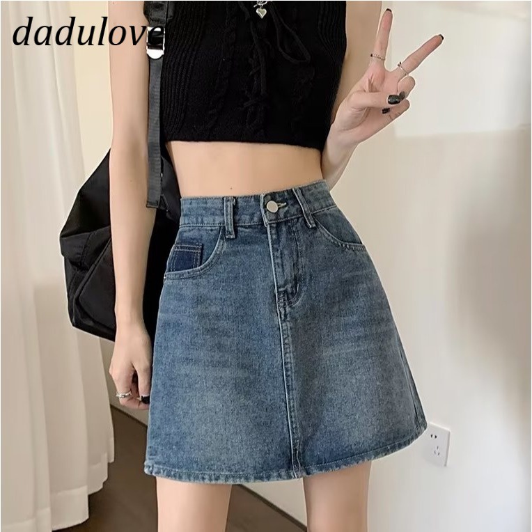 dadulove-new-korean-version-of-ins-thin-retro-denim-skirt-niche-high-waist-a-line-skirt-package-hip-skirt