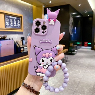 Compatible For Reno 10 Pro+ OPPO A98 A58 A38 A18 A78 A17 A17K A96 A76 A16 A95 A74 A94 A54 A15S A93 A53 A52 A92 A91 A31 A5 A9 2020 A5S A7 A12 F11 F9 เคสโทรศัพท์ซิลิโคน ลาย Koulomi สีม่วง พร้อมสร้อยข้อมือ สําหรับ