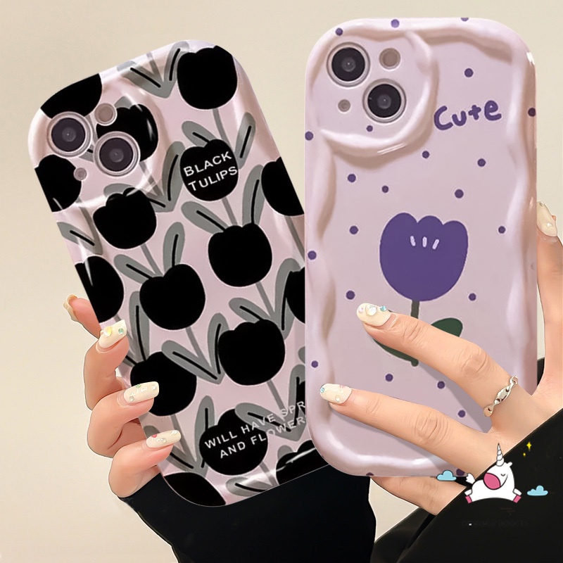 เคสโทรศัพท์มือถือ-ลายดอกทิวลิป-สีม่วง-สีดํา-สไตล์วินเทจ-สําหรับ-oppo-a17-a12-a16-a5s-a95-a9-a7-a57-a5-a3s-a15-a54s-a92-a17k-a31-a16s-a96-a1k-a74-a54-a55-a16k-a76-a16e-a52-a77-a53-a77s