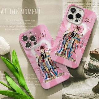 เคสโทรศัพท์มือถือแบบแข็ง ลาย God of Wealth สีชมพู สําหรับ iPhone 14 Pro Max 14Plus 13 13Pro 12Pro 11 11Pro 12 13Mini X XR Xs XsMAX 7 8 Plus