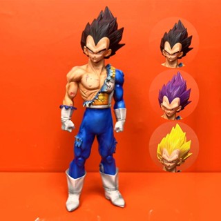 [New product in stock] seven Dragonball clothes explosion damage beijita three-head carving height 30cm hand-made model ornaments ZR8E