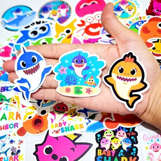 สติ๊กเกอร์ Baby Shark เบบี้ชาร์ค ฉลาม ปลา สัตว์น้ำ ติดแน่น กันน้ำ (50 ชิ้น) sticker