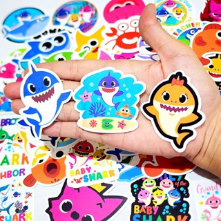 สติ๊กเกอร์ Baby Shark เบบี้ชาร์ค ฉลาม ปลา สัตว์น้ำ ติดแน่น กันน้ำ (50 ชิ้น) sticker