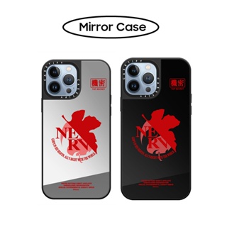 Casetify เคสโทรศัพท์มือถือ ซิลิโคนนุ่ม ลายโลโก้ Evangelion EVA NERV พร้อมกระจก สําหรับ iPhone 15 XR 11 12 13 14 Plus Pro Max