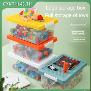 HOT LEGO กล่องเก็บของมัลติฟังก์ชั่นกล่องเก็บของเล่นพร้อมฝาปิดกล่องเก็บของเล่นเด็กขนาดใหญ่ความจุพลาสติกใสของเล่นเก็บ Cynthia