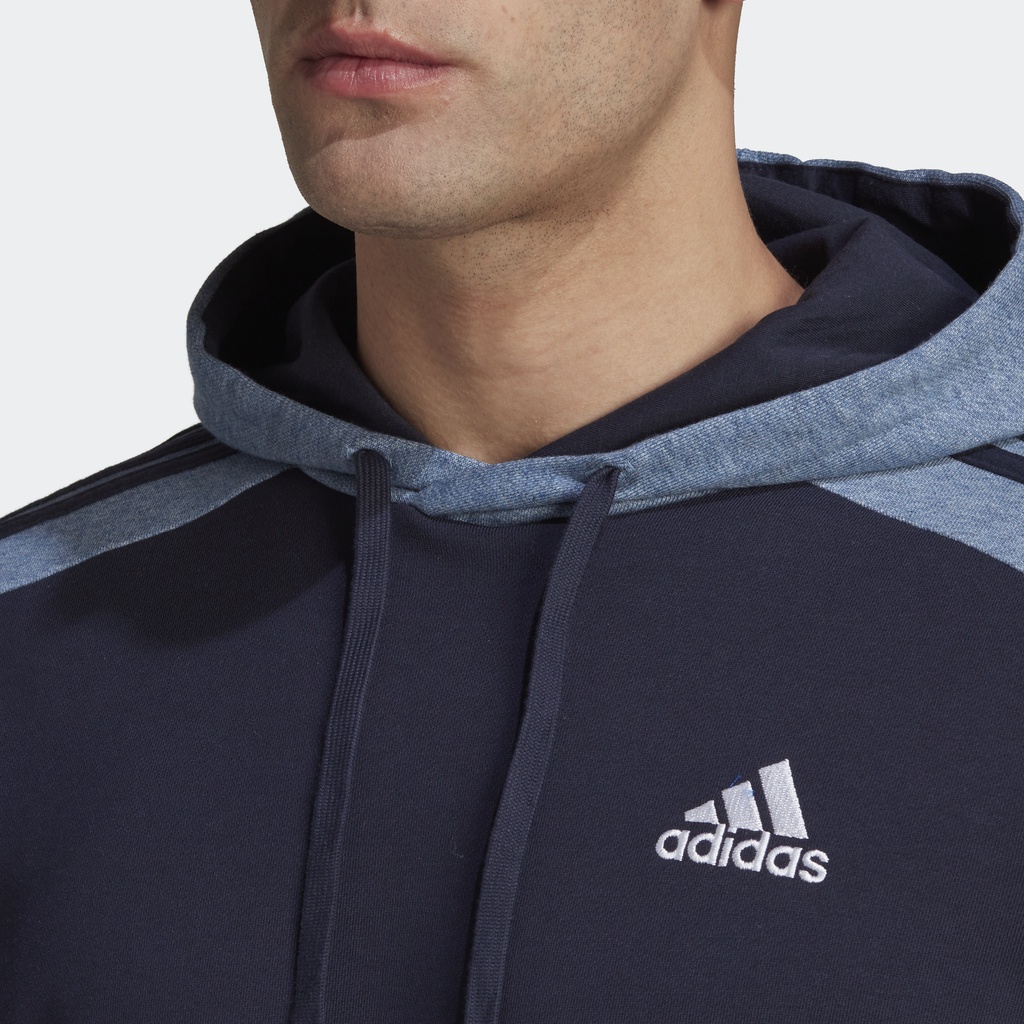 adidas-ไลฟ์สไตล์-เสื้อฮู้ดผ้าเมแลงจ์เฟรนช์เทอร์รีย์-essentials-ผู้ชาย-สีน้ำเงิน-hl1974