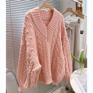 Sweater ☃️🥨 🍒เสื้อสเวตเตอร์คอวี ทรงหลวม ทรงปล่อยๆ มีให้เลือก 5 สี