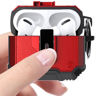 เคสแม่เหล็ก กันกระแทก พร้อมคาราบิเนอร์ สไตล์ทหาร หรูหรา สําหรับ Apple AirPods Pro 3 2