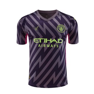 เสื้อกีฬาแขนสั้น ลายทีมฟุตบอล Manchester City 24 Manchester City สีเขียว สีเทา สีม่วง พลัสไซซ์ สําหรับผู้ชาย ไซซ์ S - XXL