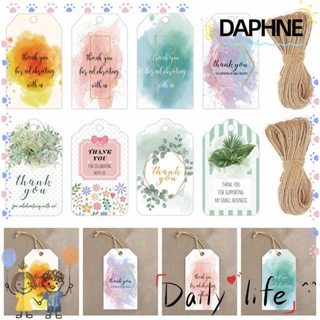 Daphne ป้ายแท็ก Thank You ลายสีน้ํา พร้อมเชือก สําหรับงานแต่งงาน DIY 50 ชิ้น