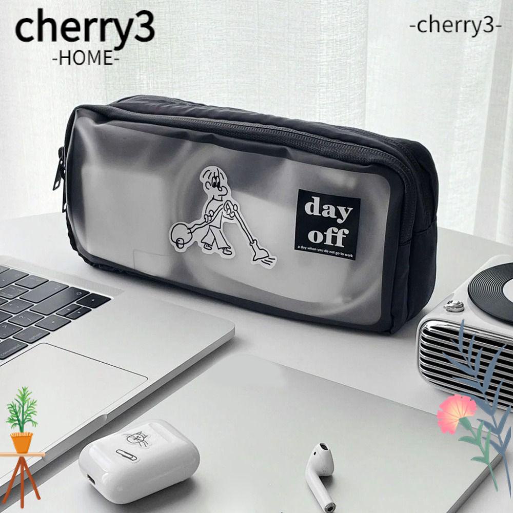 cherry3-กระเป๋าดินสอ-กระเป๋าเครื่องเขียน-ความจุขนาดใหญ่-สีโปร่งใส