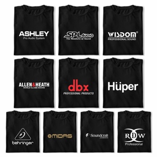 เสื้อยืดโอเวอร์ไซส์เสื้อยืด พิมพ์ลายระบบเสียง Distro SPL Audio Huper Ashley Midas Wisdom RDW Behringer DBX Soundcraft Al