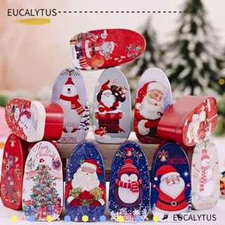 Eutus กล่องขนม ลายคริสต์มาส สโนว์แมน กวาง ซานตาคลอส ทนทาน พร้อมฝาปิด 2 ชิ้น