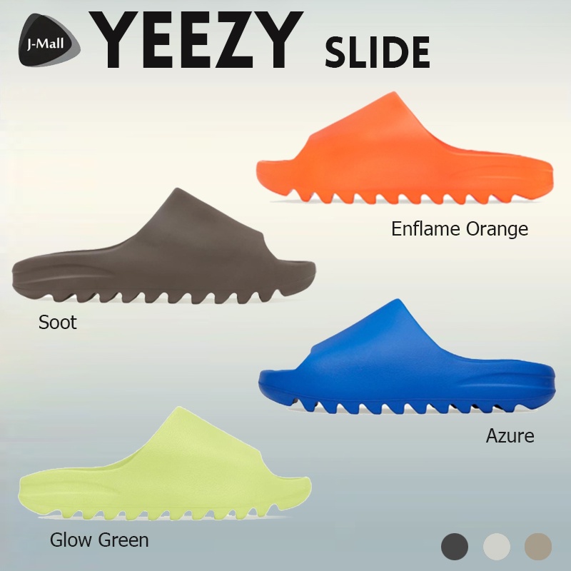 yeezy-slide-สี-adidas-originals-รองเท้าแตะ-azure-soot-enflame-orange-glow-green-sandals
