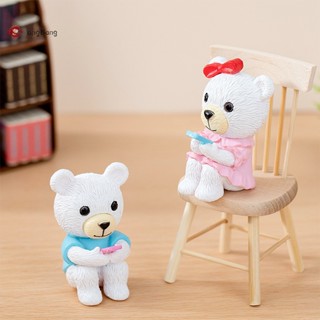 Abongbang ตุ๊กตาเรซิ่น รูปการ์ตูนหมี ประดับโบว์น่ารัก สร้างสรรค์ สําหรับตกแต่งสวน รถยนต์