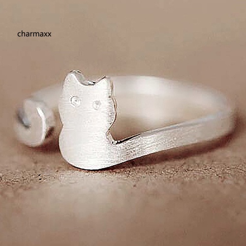 cx-แหวนชุบเงิน-รูปการ์ตูนแมว-เปิดปรับได้-เครื่องประดับแฟชั่น-ของขวัญคริสต์มาส-สําหรับผู้หญิง