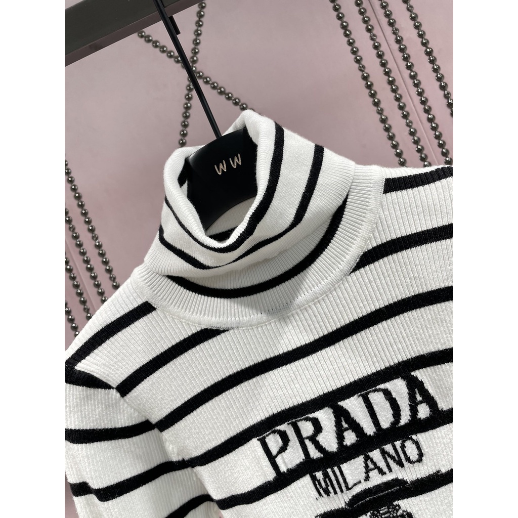 erdw-pra-a-2023-spring-and-summer-new-positioning-floral-logo-temperament-small-round-neck-contrast-color-design-high-collar-knitwear-slim-fit