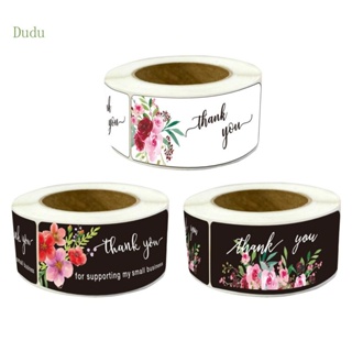 Dudu สติกเกอร์ฉลาก Thank You ลายดอกไม้ มีกาวในตัว สําหรับซีลปิดผนึก DIY 120 ชิ้น