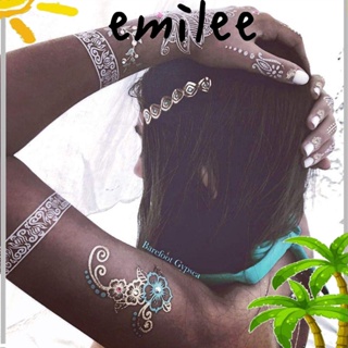 EMILEE สติกเกอร์รอยสักชั่วคราว ลายลูกไม้ กันน้ํา ลอกออกได้ สีขาว