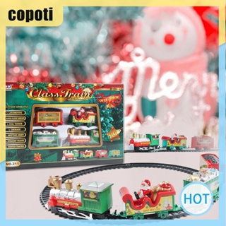 Copoti ของเล่นรางรถไฟ ลายการ์ตูนคริสต์มาส ใช้แบตเตอรี่ ของขวัญคริสต์มาส สําหรับบ้าน