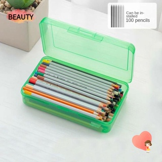Beauty กล่องดินสอพลาสติกใส อเนกประสงค์ หลากสี สําหรับใส่เครื่องเขียน ใช้ในบ้าน และสํานักงาน