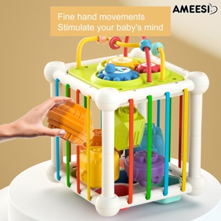Ameesi ของเล่นเด็ก รูบิคปริศนา ABS สีรุ้ง เสริมการเรียนรู้เด็ก
