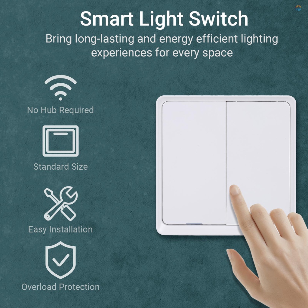 fash-สวิตช์ไฟอัจฉริยะ-2-gang-2-4ghz-wifi-เข้าได้กับ-alexa-และ-google-home-พร้อมตัวตั้งเวลา