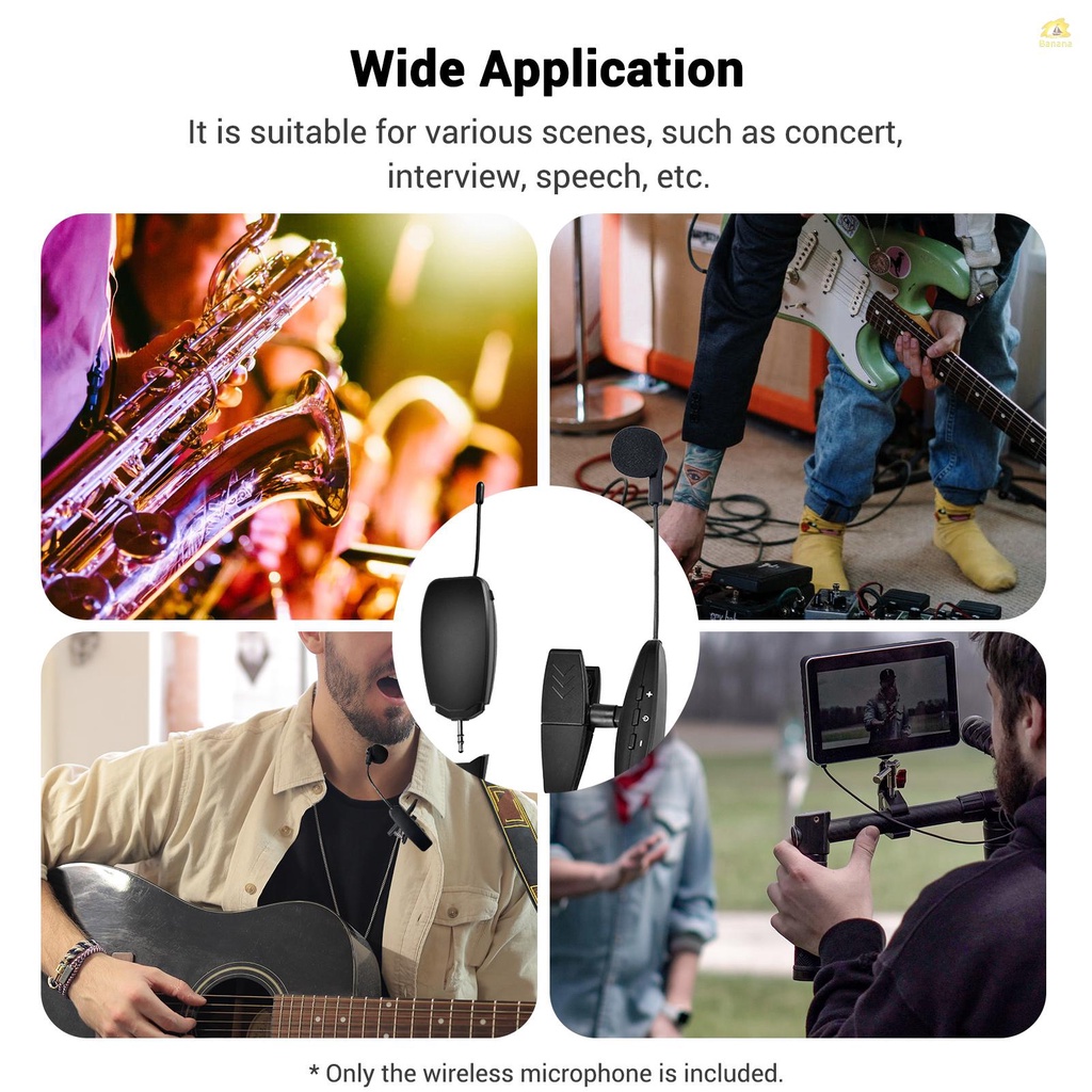 banana-pie-uhf-ไมโครโฟนคอนเดนเซอร์ไร้สาย-แบบคลิปหนีบ-สําหรับแซกโซโฟน-ทรัมเป็ต-คลาริเน็ต