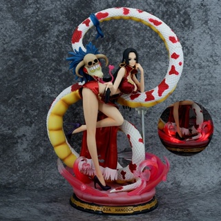 โมเดลฟิกเกอร์ PVC รูปการ์ตูนอนิเมะ One Piece Boa Hancock Queen Snake Ji Burst Clothinges Can Light Up Statue ขนาด 40 ซม. ของเล่นสําหรับเด็ก