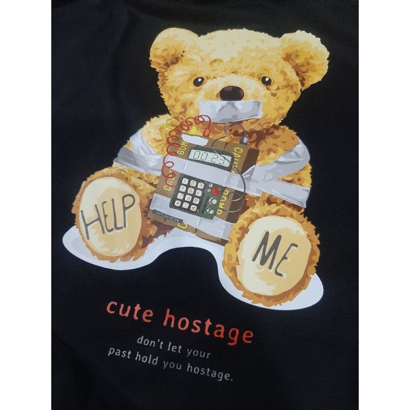 yfbear-cute-เสื้อยืดแขนสั้นคอกลม-cotton-100-สกรีนลาย