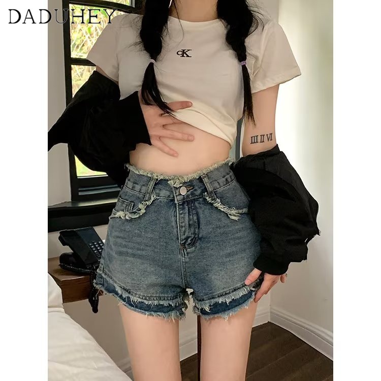 daduhey-women-2023-high-waist-denim-shorts-summer-new-slimming-a-line-lace-up-elastic-design-hot-girl-hot-pants