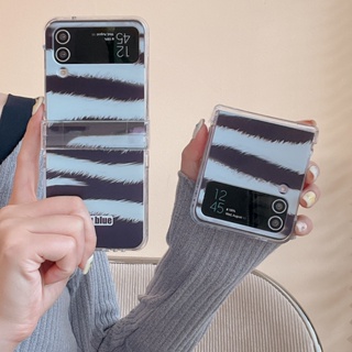 เคสโทรศัพท์มือถือ PC แข็ง กันกระแทก ลายม้าลาย สําหรับ Samsung Galaxy Z Flip 4 5G 3in1 Find N2 Flip 5G Samsung Galaxy Z Flip 3