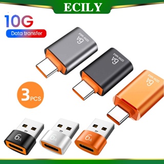 Ecily อะแดปเตอร์แปลงข้อมูล 6A USB OTG เป็น Type C Type C ตัวเมีย เป็น USB ตัวผู้ ชาร์จเร็ว สําหรับแล็ปท็อป Macbook Samsung