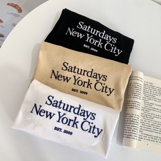 S083 เสื้อยืด oversize ผ้าคอตตอน สไตล์มินิมอล ปัก Saturdays New York City