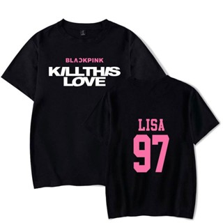 ร้อน 3 oversize T-shirt Yuanl5 [พร้อมส่ง] เสื้อยืดแขนสั้นลําลอง ผ้าฝ้าย 100% พิมพ์ลาย Blackpink Kill This Love 97 Lisa 5