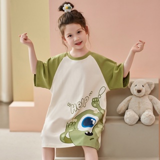 Summer cotton childrens clothing cyclops short-sleeved nightdress New cute cartoon children home clothes