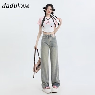 DaDulove💕 New Korean Version of Ins Retro Jeans Womens Niche High Waist Loose Wide Leg Pants Large Size Trousers