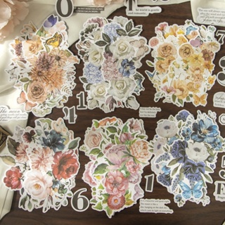 สติกเกอร์กระดาษ ลายดอกกุหลาบ สไตล์วินเทจ ขนาด 191*110 มม. สําหรับตกแต่งสมุดภาพ 20 ชิ้น
